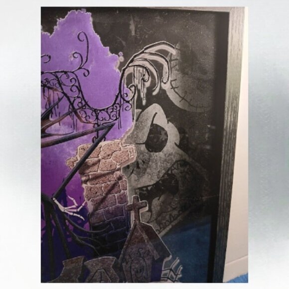 Disney Nightmare Before Christmas Jack Skellington& Zero Glass Framed-16"x16"art - Picture 3 of 6